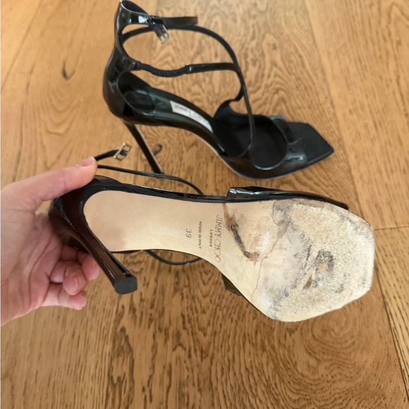 Jimmy Choo Glossy Black Strappy Heels - Picture 5 of 5